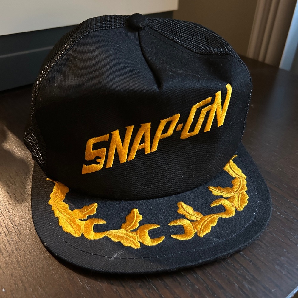 Snap-On Tools Black Yellow Trucker Hat Wrench Scrambled Eggs Mesh Snapback Cap